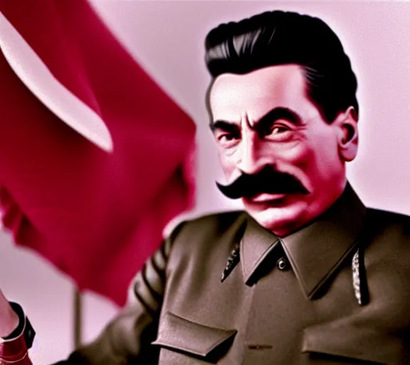 Prompt: photograph of Stalin making a silly face, 8k resolution, high detail, ULTRA REALISTIC VFX, reflections, cinematic shot