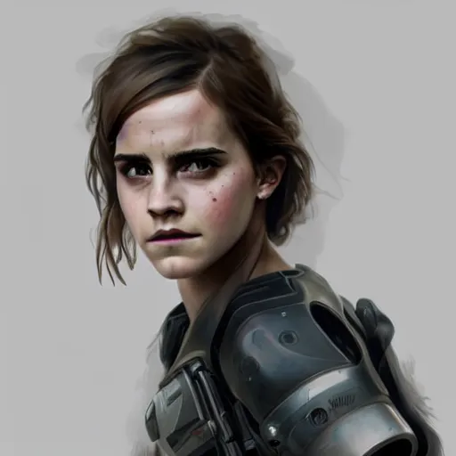 Prompt: Emma Watson as the Terminator, digital painting, artstation, concept art, sharp focus, illustration, art by greg rutkowski and alphonse mucha, highly detailed