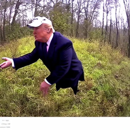 Prompt: donald trump trail cam footage