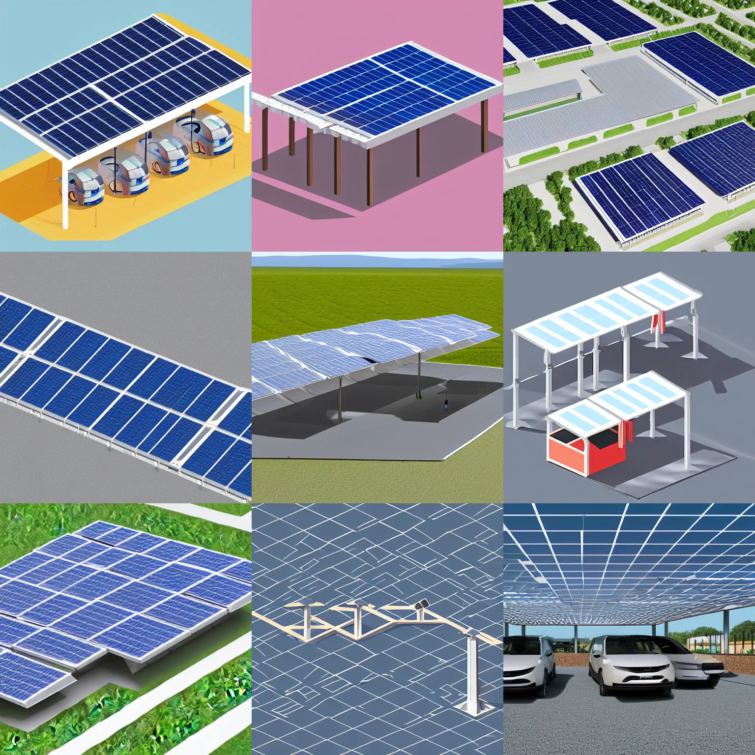 Prompt: webdesign icon for solar carport, four poles holding the roof, geometric solar modules, isometric