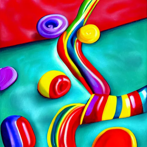 Image similar to candy land, expressionist