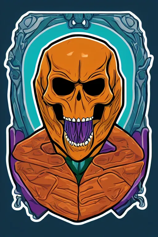 Image similar to A portrait of a skeletor that is a gangster, sticker, colorful, illustration, highly detailed, smooth and clean vector curves, no jagged lines, vector art, smooth