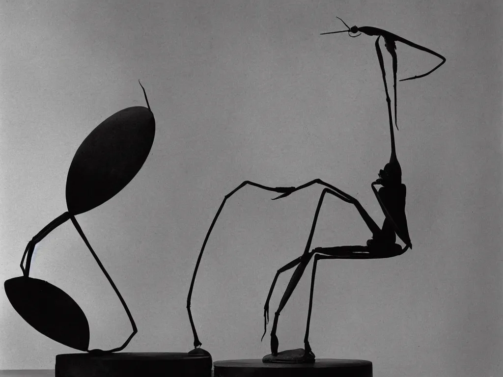 Image similar to round brutalist stone table lamp in the shape of praying mantis, lily. karl blossfeldt, salvador dali