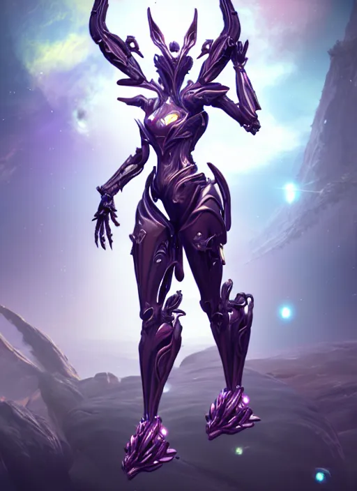 Image similar to extremely detailed goddess shot, front shot, low shot, of a beautiful saryn warframe, that's a giant beautiful stunning anthropomorphic robot female dragon with metal cat ears, standing elegantly on a mountain, detailed sharp robot dragon claws, robot dragon feet, streamlined pink armor, thick smooth warframe thighs, long elegant tail, detailed warframe fanart, destiny fanart, high quality digital art, giantess art, furry art, 3D realistic, warframe art, Destiny art, furaffinity, DeviantArt, artstation, 8k HD, octane render