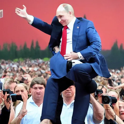 Prompt: Putin giving baby trump a piggyback ride