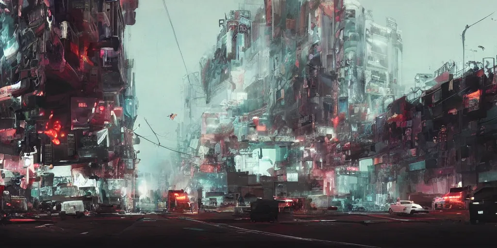 Image similar to cinematic wide angle view of a dystopian instagram influencer parade through the streets los angeles being worshipped by shadow figures, by yoshitaka amano, by ruan jia, by conrad roset, by kilian eng, high detail, digital painting, minimalist art style, death stranding art style, cinematic lighting, artstation, cgsociety, 3 5 mm film grain