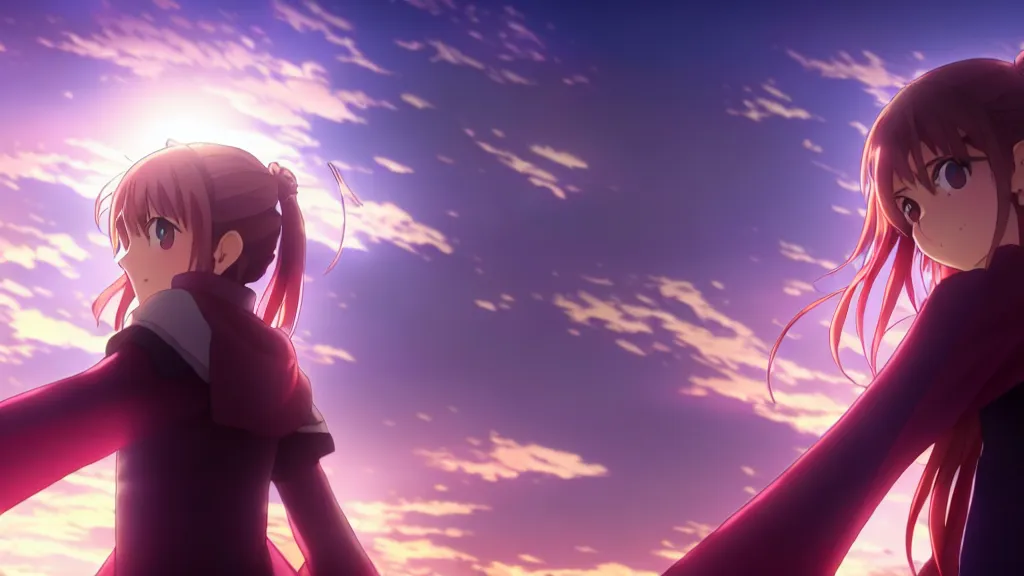 Prompt: emma watson in heavens feel movie, demon slayer, ufotable, kyoani, high quality, key visual, cinematic, city background, night time, rooftop, fate stay night, unlimited blade works, greg rutkowski, high resolution, dynamic pose, extreme close up, rin outfit, anime, high angle, high budget