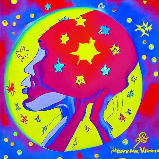 Prompt: peter max painting of coronavirus