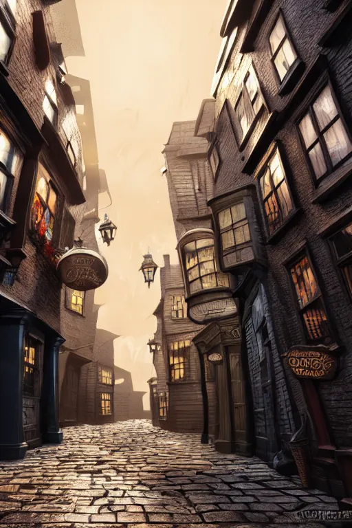 Prompt: a beautiful woodcut print of diagon alley, 8 k, frostbite 3 engine, cryengine, dof, trending on artstation, digital art, crepuscular ray, art by fossi _ images and tugboat printshop