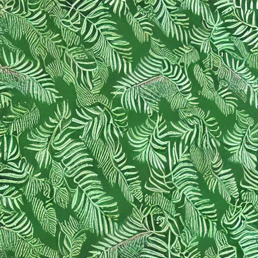 Prompt: green fern, textile print, tileable