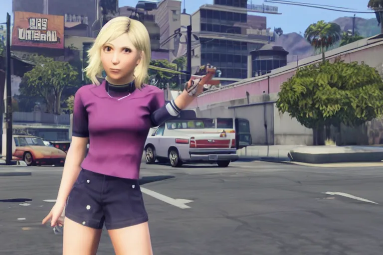 Image similar to Mari ohara from love live in GTA5, game screenshot