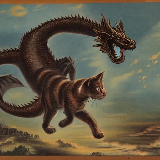 Image similar to cat chasing a dragon