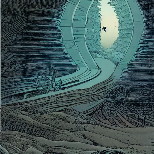 Prompt: an alien landscape by Moebius