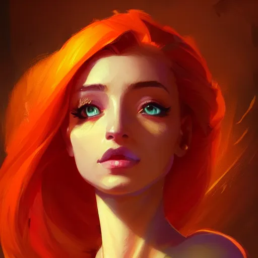 Image similar to portrait of beautiful woman with flaming orange hair, maya ali mage, gloomhaven, dynamic lighting, gaudy colors, octane render aesthetic, matte painting concept art, official fanart behance hd artstation by jesper ejsing, by rhads and makoto shinkai and lois van baarle and ilya kuvshinov and rossdraws