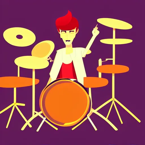 Prompt: 2 d character design, drummer, vector art, digital art, portrait, 4 k, 8 k, sharp focus, smooth, illustration, concept art