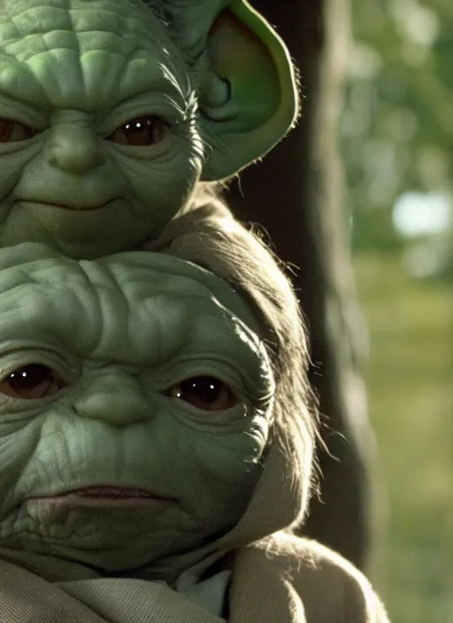 Image similar to film still of tommy lee jones as yoda in star wars, 4 k