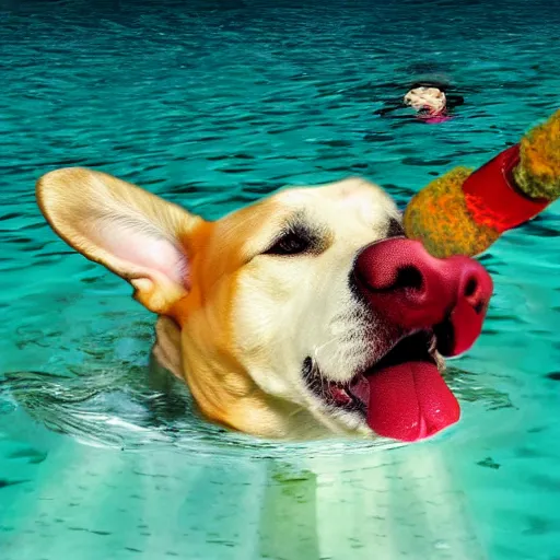 Image similar to dog swims in blood