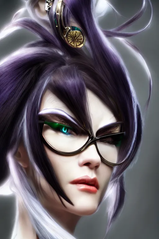 Image similar to Bayonetta (character) , pretty face, ultra detailed, digital art, 8k ,character ,realistic, portrait, hyperrealistic