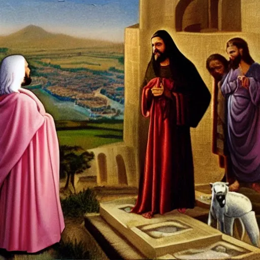 Image similar to mirtha legrand talking with jesus in jerusalem in the first century