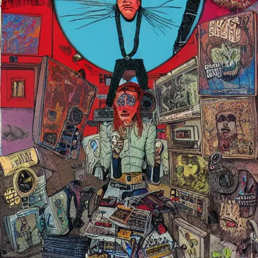 Image similar to punk album cover, psychedelic, enki bilal