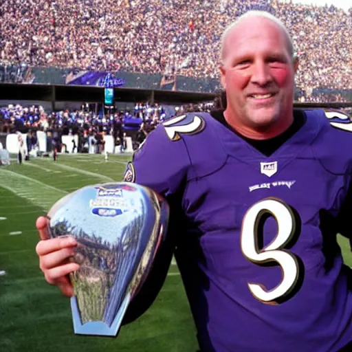 Image similar to chuck clark of the baltimore ravens, holding the lombardi trophy, chuck clark # 3 6