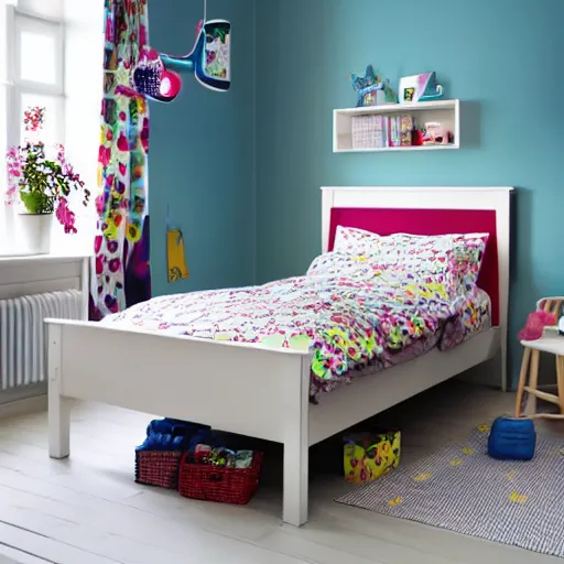 Image similar to IKEA catalogue, childrens bedroom, by Pixar