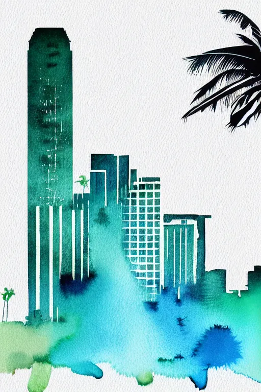 Image similar to minimalist watercolor art of miami, illustration, vector art