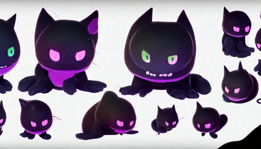 Image similar to a digital art portrait of black slime cat character design from slime rancher, cute liquid ink cat character sheet, 4 k, ultra detail, volumetric lighting, unreal engine, octane render