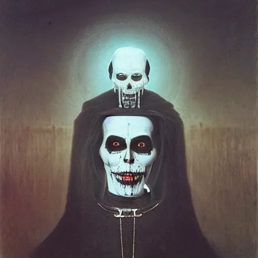 Prompt: portrait of Papa Emeritus III by Beksinski and Ivan Aivazovsky