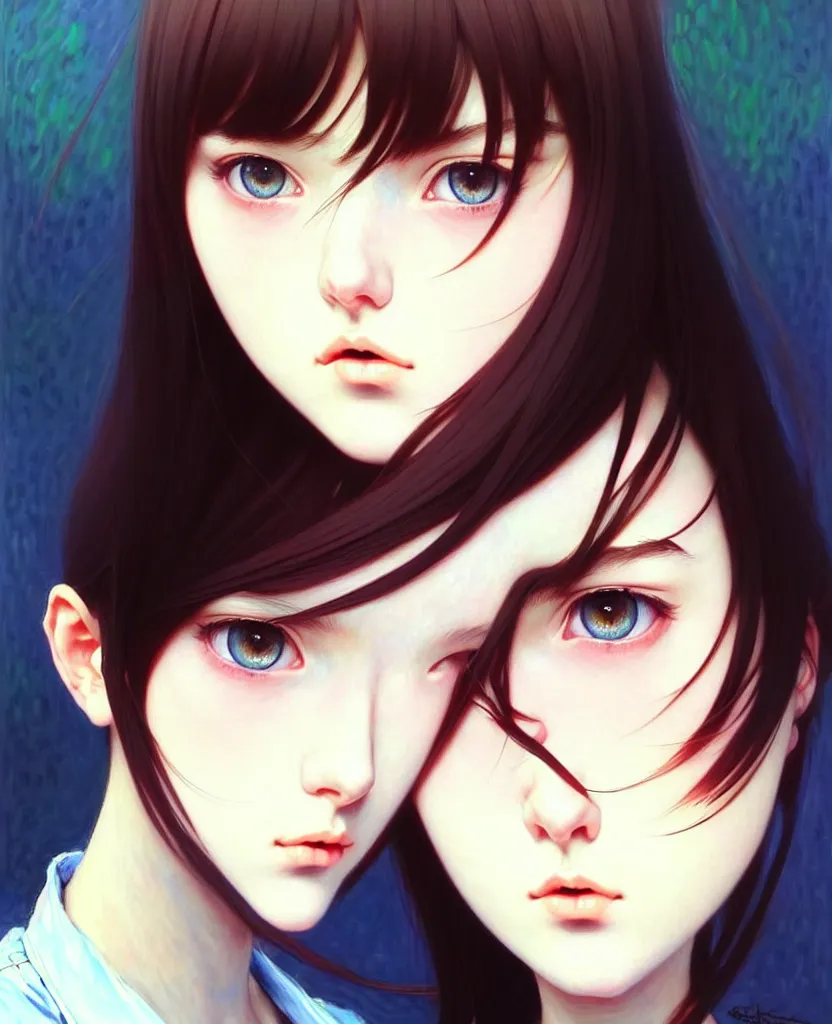 Image similar to a beautiful youth teenage depressed ocd psychotic popular girl in school struggling with morbid thoughts realized, angry eyes, soft skin, magnificent art by ilya kuvshinov, claude monet, range murata, artgerm, norman rockwell, highly detailed intricately sharp focus, bedroom eyes trending on pinterest, tiktok 4 k uhd image