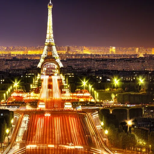 Prompt: award winning photo of paris at night, realistic photo