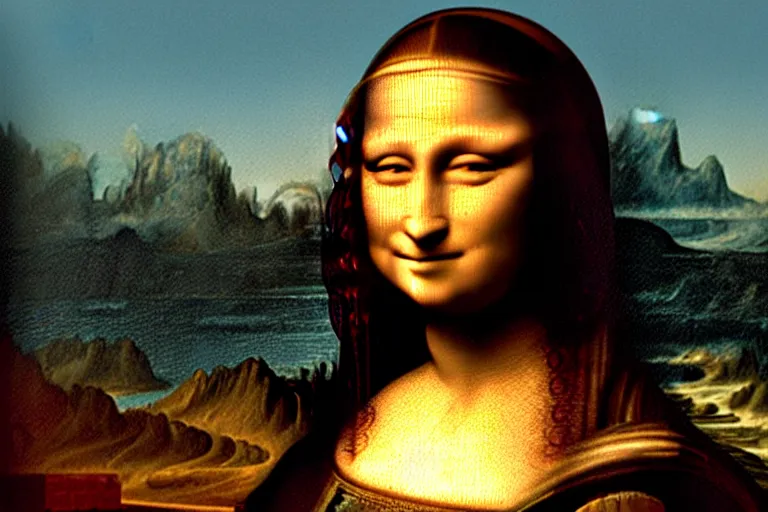 Prompt: the mona lisa takes a selfie in manhattan, symbolic, volumetric lighting, award - winning, perfection, ambitious, ambient occlusion, vibrant, 4 k hd, grainy,