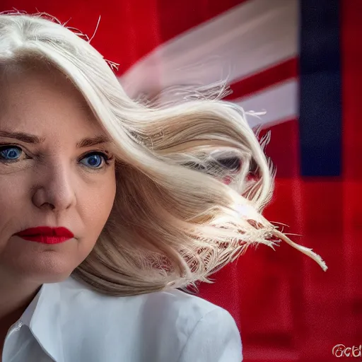 Prompt: Donald Trump as a young lady, XF IQ4, 150MP, 50mm, F1.4, ISO 200, 1/160s, natural light