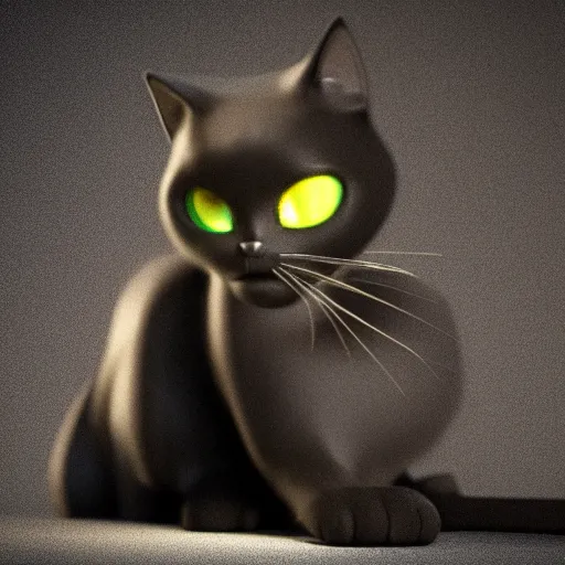 Image similar to Black cat, octane render, realistic lighting