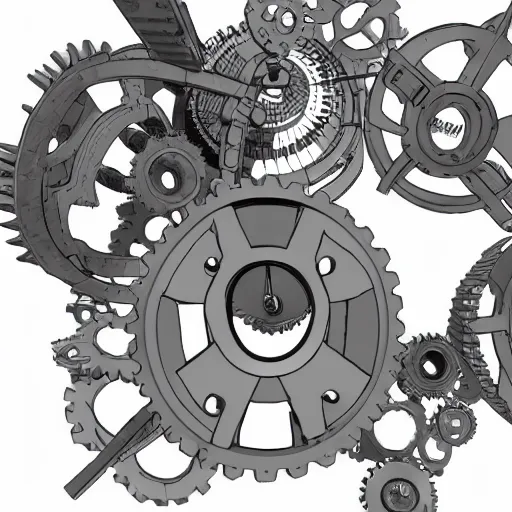 Prompt: high powered next generation industrial mechanical dream catcher, gears and pistons
