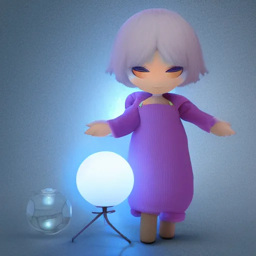 Prompt: cute fumo plush of a girl who holds the light of the world in her hand, crystal ball, caustics, vray