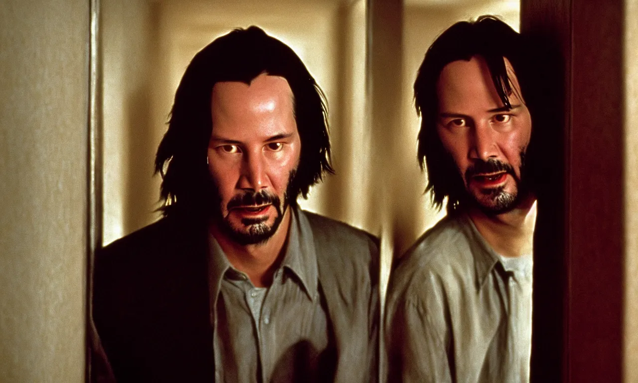 Prompt: keanu reeves in the shining