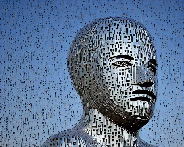 Image similar to a giant abstract sculpture of a legendary greek warrior god on the water, in the style of jaume plensa, award winning, cinematic, hyper - realistic, very detailed, realistic water splashes, ray tracing, 8 k resolution, long - shot, sharp focus, low angle, 8 5 mm photograph, wide lens