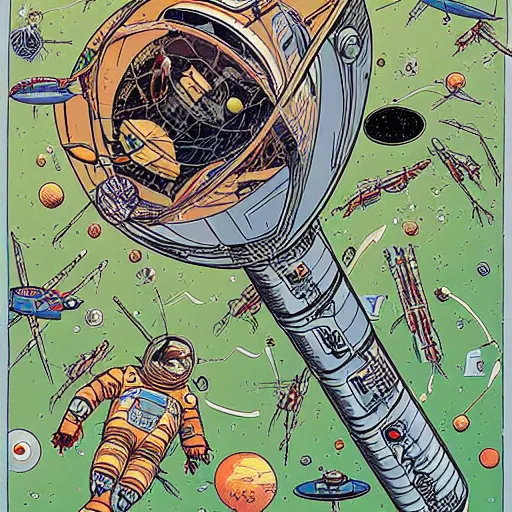 Image similar to james webb space telescop by geof darrow