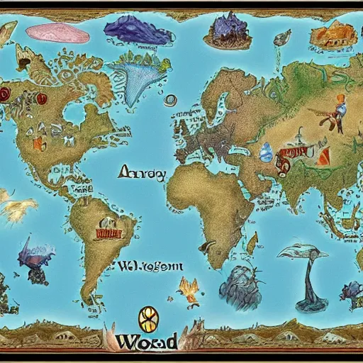 Prompt: Variable world fantasy map