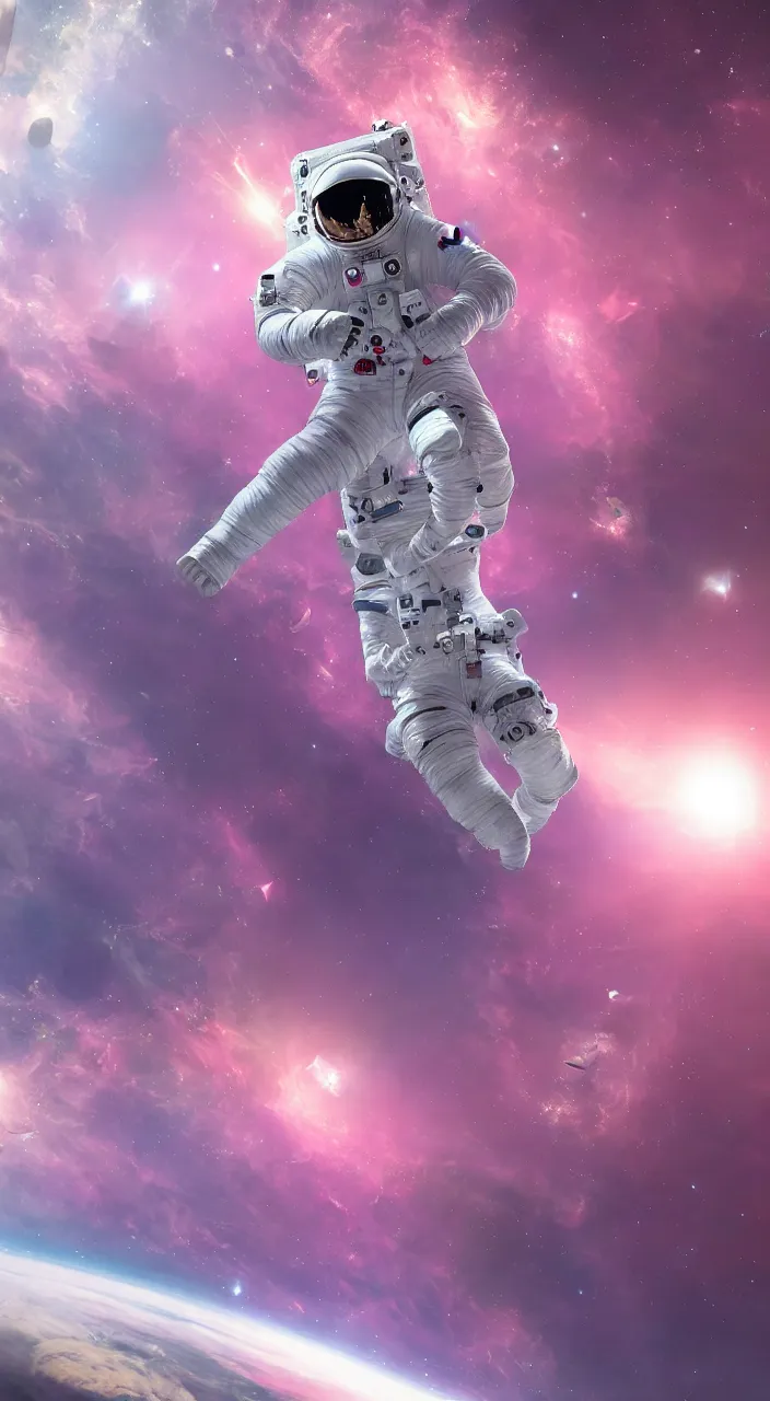 Prompt: astronaut in pink space, mobile wallpaper, ultra realistic, hyper detailed, octan render, unreal engine 5, 8 k