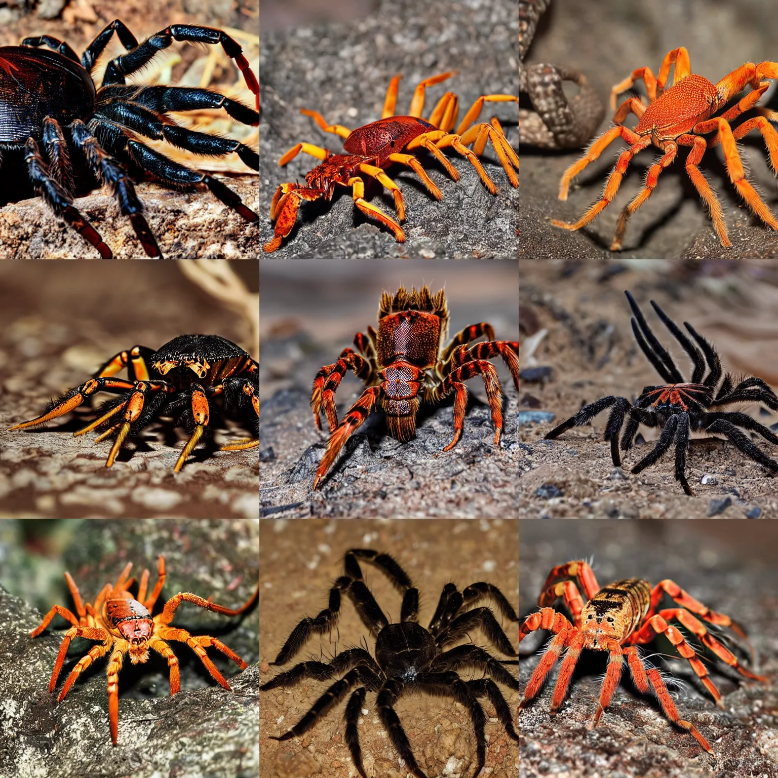 Prompt: a lobster-tarantula-scorpion-snake, wildlife photography