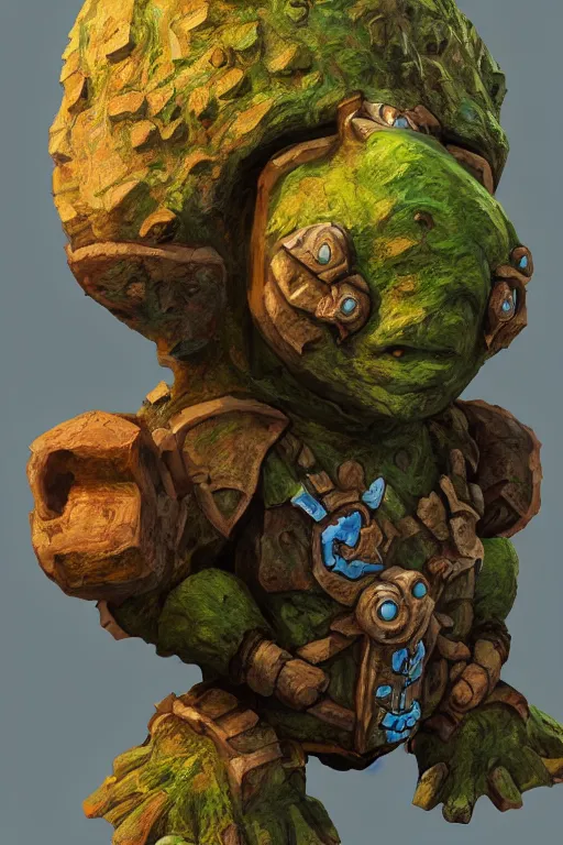 Image similar to zelda fantasy art giant golem troll wood rock greeble gemstone, global illumination ray tracing hdr fanart arstation by sung choi and eric pfeiffer and gabriel garza and casper konefal