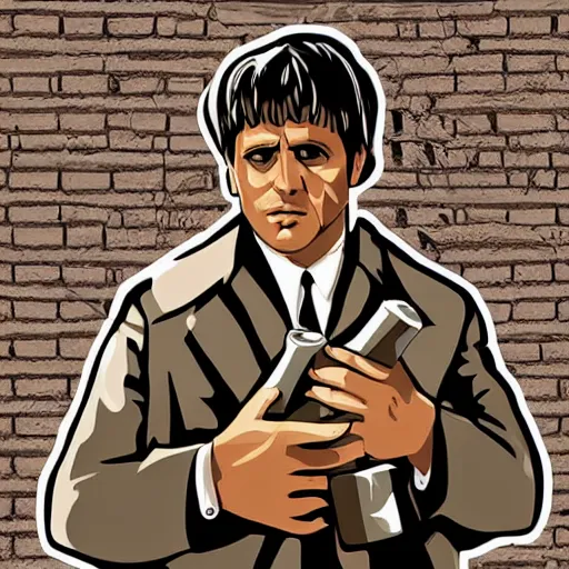 Image similar to a buffalo in the streets surrounded by bricks of flour digital illustration poster scarface, godfather, 8 k