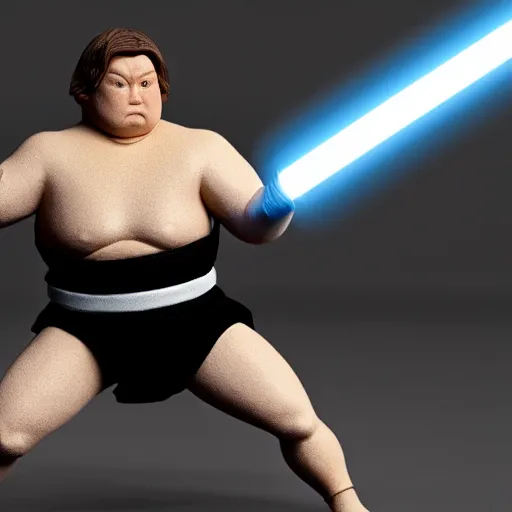 Prompt: luke skywalker as a sumo wrester, ultra-realistic, moody lighting, 8k