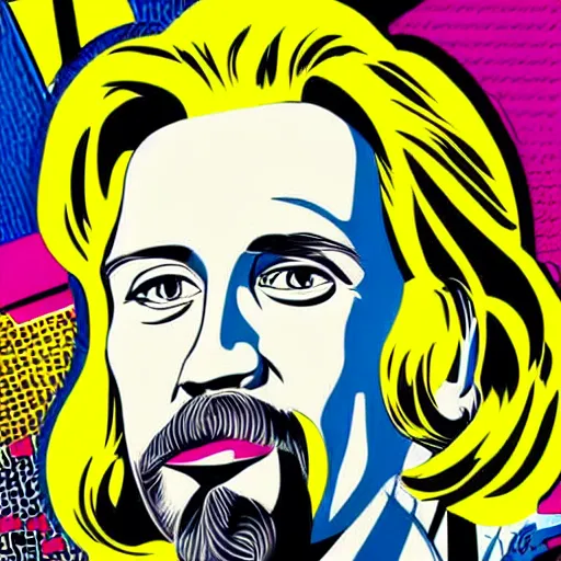 Image similar to Wall mural portrait of the dude, urban art, pop art, artgerm, by Roy Lichtenstein