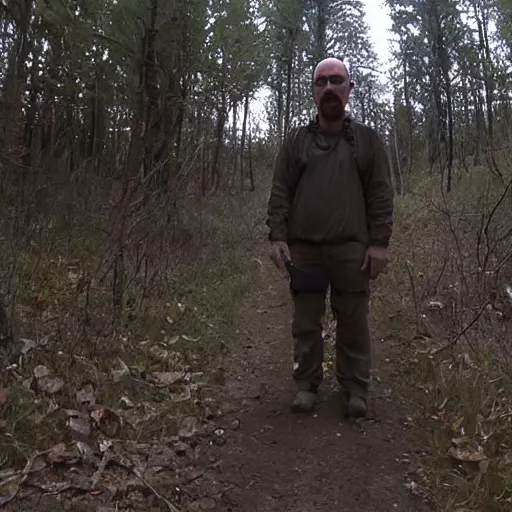 Prompt: walter white trail cam footage, horror, creepy