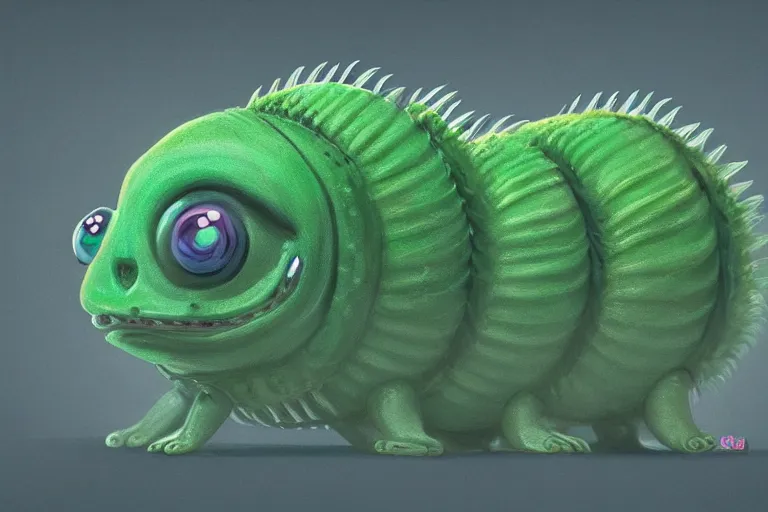 Prompt: symmetrical intricate murky clay cute hairy friendly green caterpillar worm character, in the style of craola, glossy, subsufrace scattering, highly detailed, digital painting, trending artstation, concept art, illustration, cinematic lighting, photorealism, epic, octane render