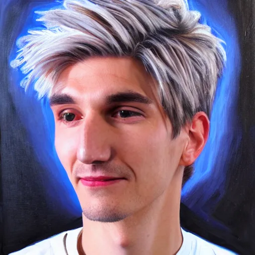 Image similar to Portrait of xQc , oil painting