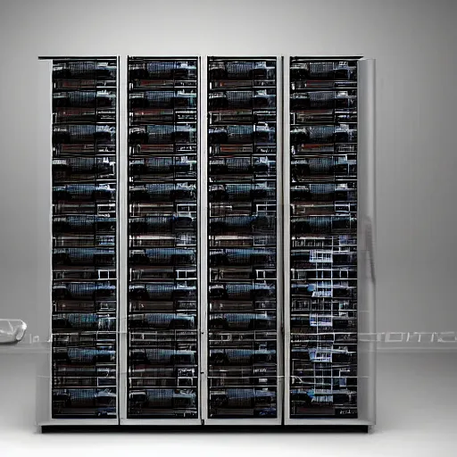 Image similar to a painting of data center server rack that's caught fire!!!!!!!, fire on data center